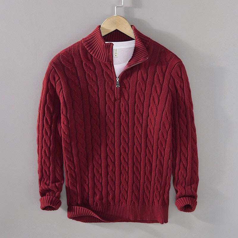 Herren-Strickpullover mit Reißverschluss und Stehkragen
