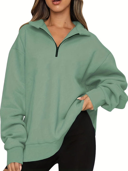 Damen-Sweatshirt mit Reißverschluss und Stehkragen