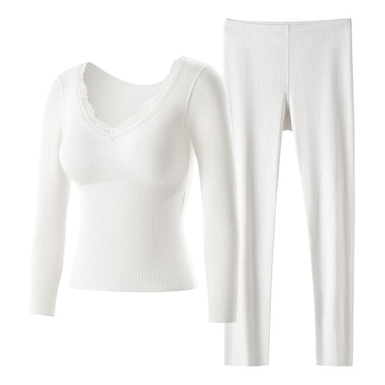 Damen-Thermo-Set, V-Ausschnitt, elastisch