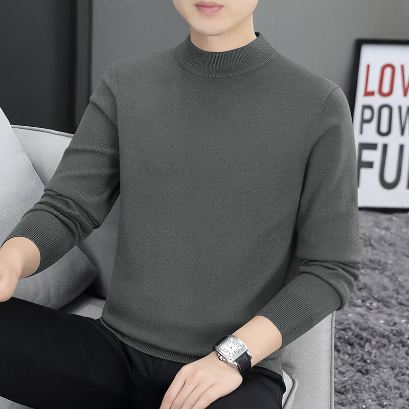 Herren-Strickpullover mit Stehkragen, gefüttert