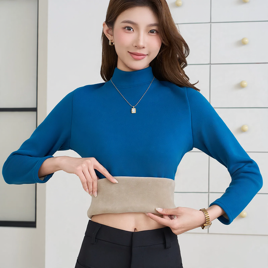 Gefüttertes Damen-Langarmshirt mit Stehkragen