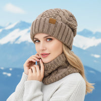 Lederlabel Hut Schal Set Khaki