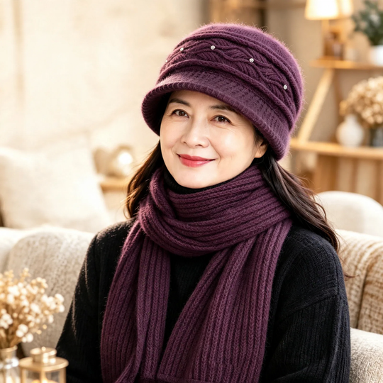 Strickmütze und Schal Set für Damen