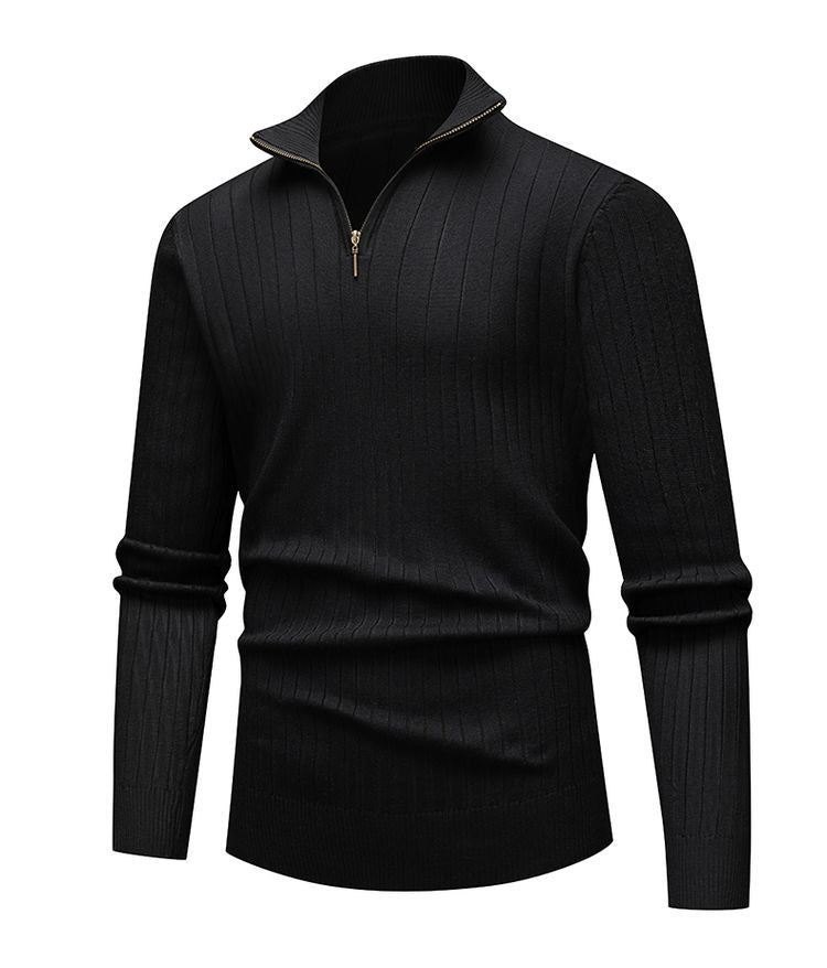 Herren-Strickpullover mit Stehkragen und Reißverschluss
