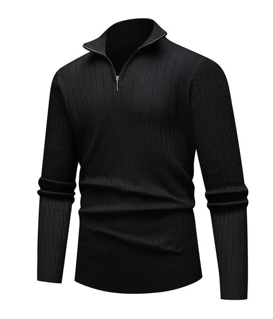 Herren-Strickpullover mit Stehkragen und Reißverschluss