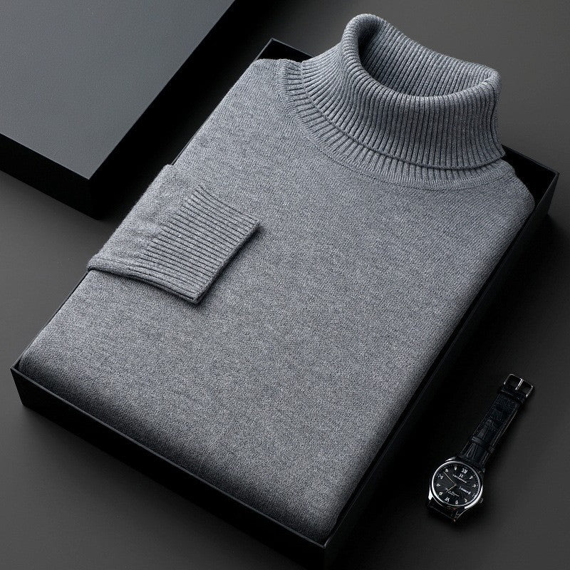 Herren-Rollkragenpullover, einfarbig, dick und locker