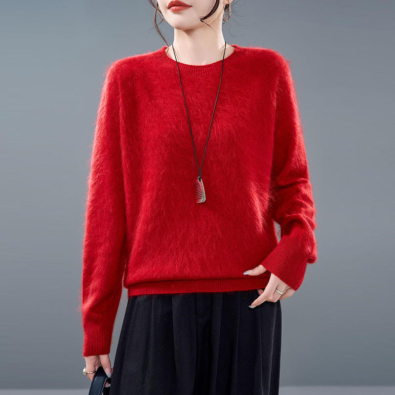 Damen-Strickpullover aus weichem Woll-Kaschmir-Mix