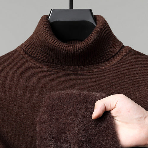 Herren-Strickpullover, gefüttert, Stehkragen