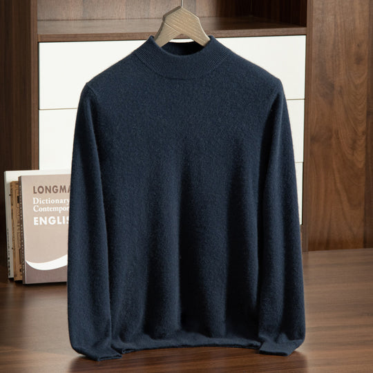 Herren-Kaschmirpullover, Stehkragen, Business-Casual