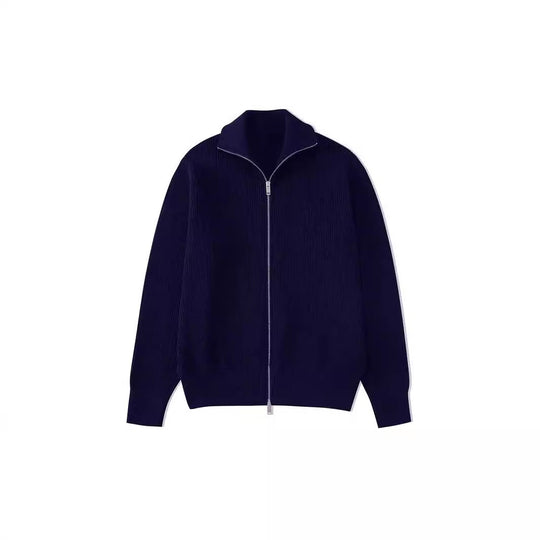 Lockerer Damen-Strickpullover mit Reißverschluss und Stehkragen