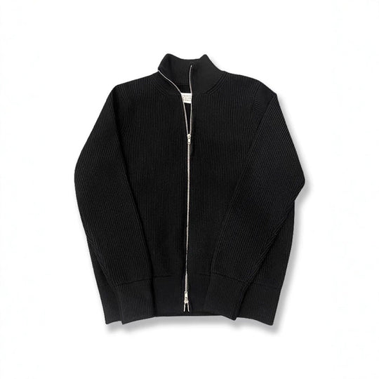 Unisex-Strickjacke mit Rollkragen und Doppelreißverschluss