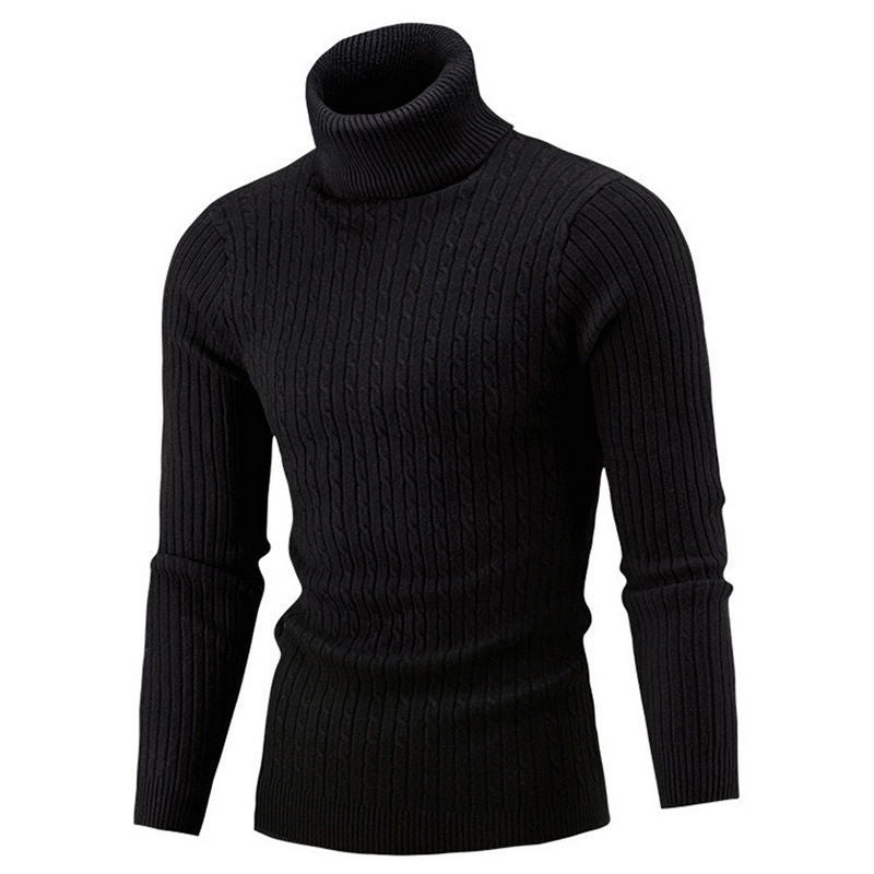 Herren-Strickpullover mit Rollkragen und Zopfmuster