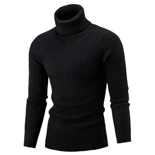 Herren-Strickpullover mit Rollkragen und Zopfmuster