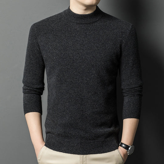Herren-Pullover aus reiner Wolle mit Stehkragen