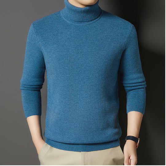 Herren-Rollkragenpullover mit Wollanteil, dick