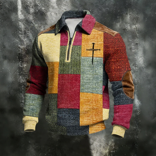 Herren-Sweatshirt mit 3D-Druck und Reißverschluss