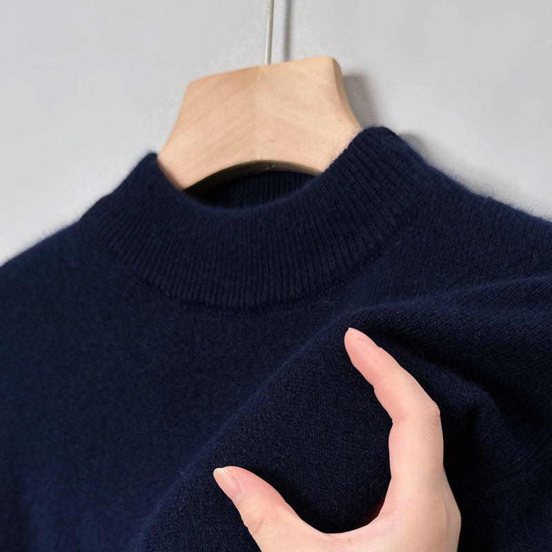 Herren-Pullover mit Stehkragen, einfarbig, pflegeleicht