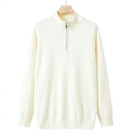 Herren-Strickpullover mit Stehkragen und Reißverschluss