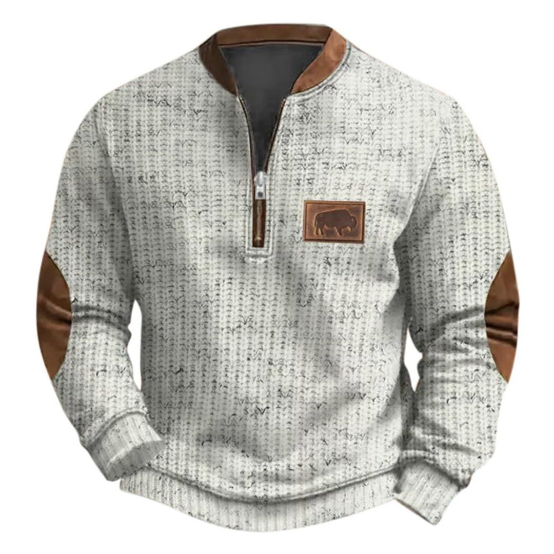 Herren-Sweatshirt mit 3D-Druck und halbem Reißverschluss