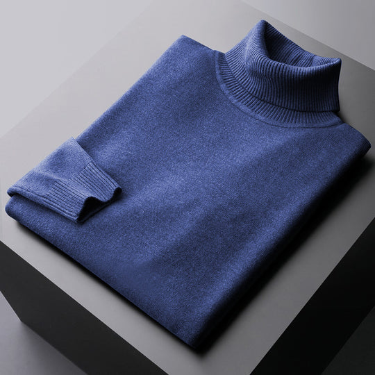 Gefütterter Herren-Strickpullover mit Stehkragen