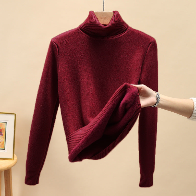 Damen-Rollkragenpullover mit Innenfleece