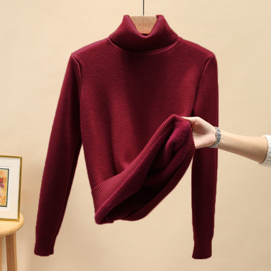 Damen-Rollkragenpullover mit Innenfleece