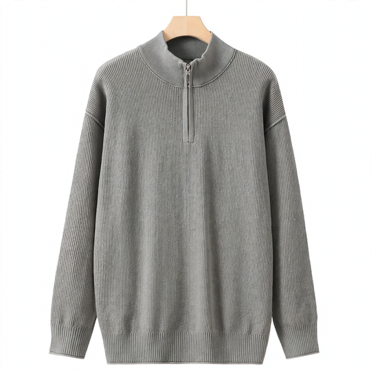 Herren-Strickpullover mit Stehkragen und Reißverschluss