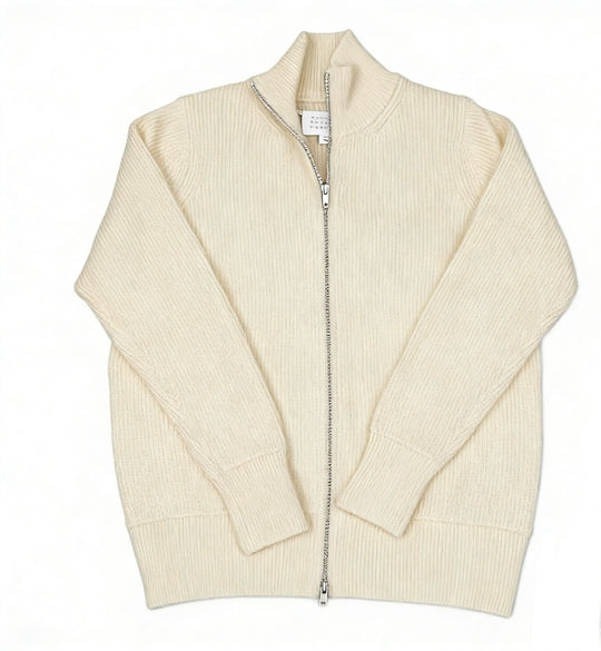 Herren-Strickjacke mit Stehkragen und Doppelreißverschluss