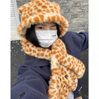 Leopard Mütze+Schal 2er Set