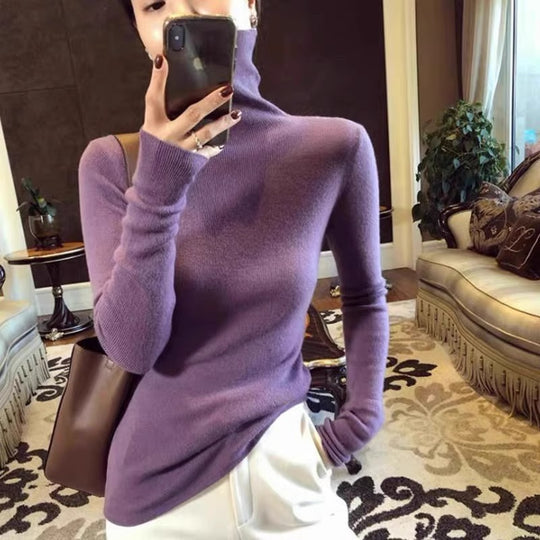 Damen-Wollpullover mit Stehkragen