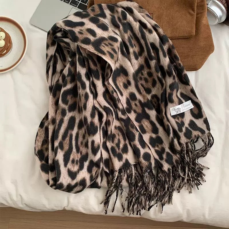 Retro-Schal mit Leopardenmuster, 190x35 cm