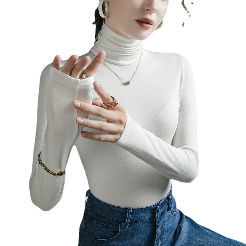 Elastisches Damen-Langarmshirt mit Rollkragen