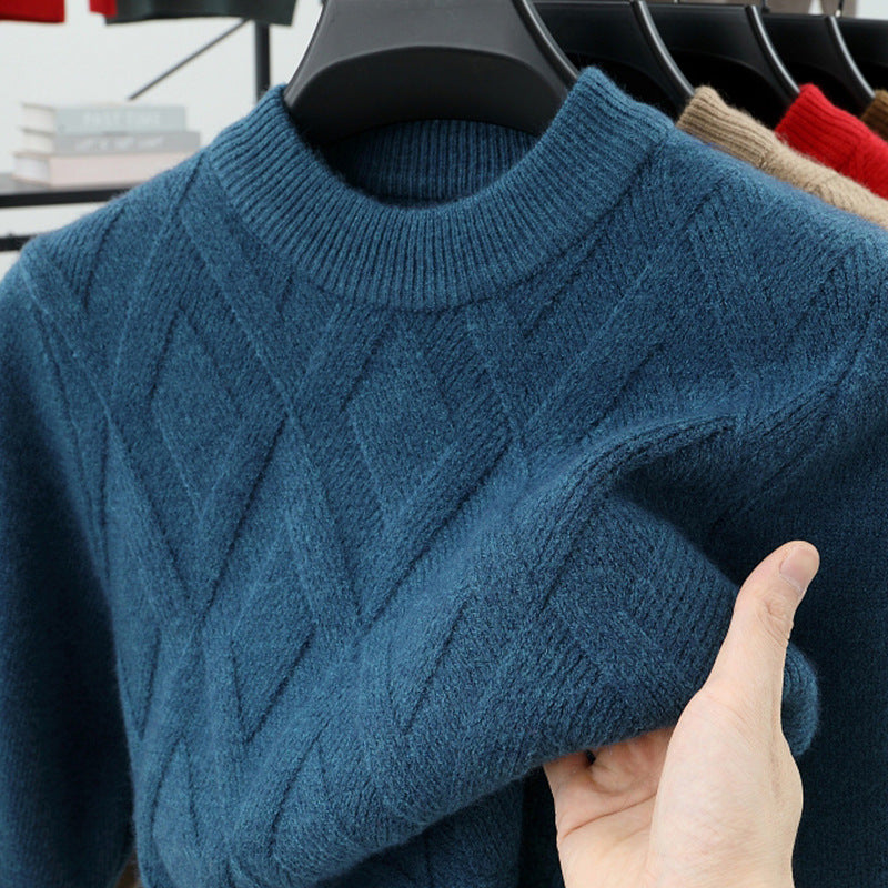 Herren-Wollpullover, Stehkragen, warm, große Größen