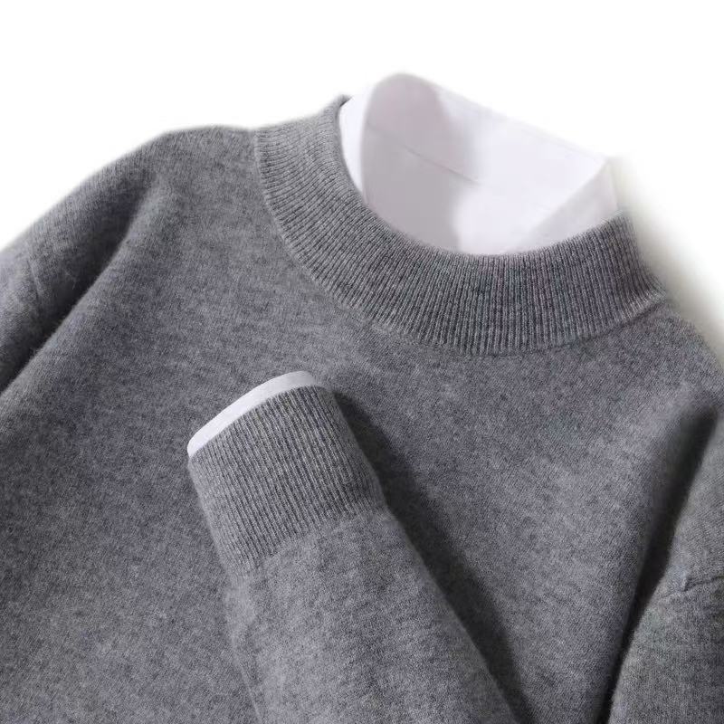 Herren-Wollpullover, Stehkragen, 100% Wolle, große Größen