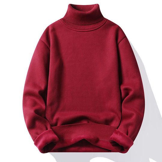 Herren-Rollkragenpullover, gefüttert, schmal geschnitten
