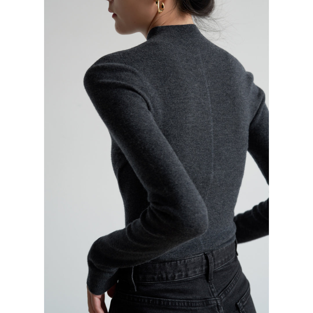 Damen-Strickpullover aus Wolle mit Stehkragen