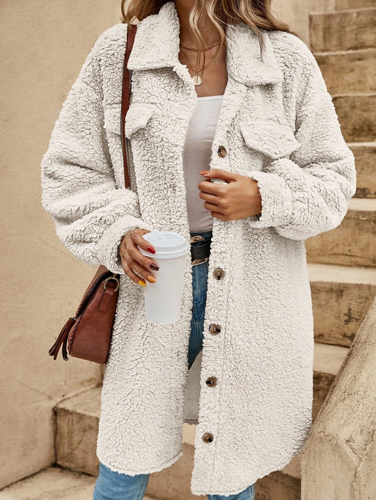 Langer Kunstpelzmantel mit Revers, verschiedene Größen