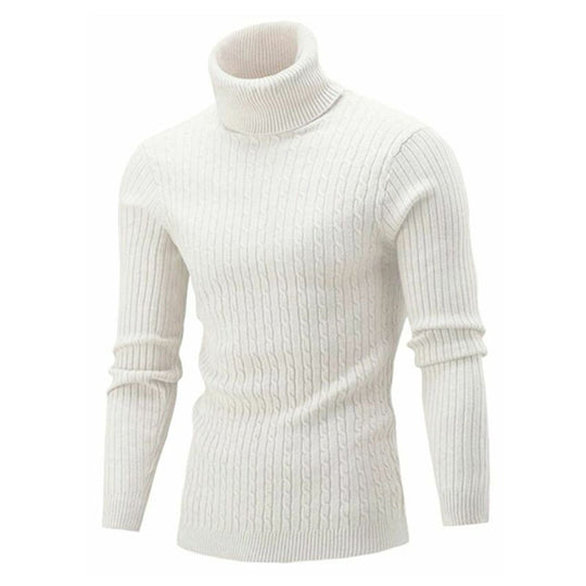 Herren-Strickpullover mit Rollkragen und Zopfmuster