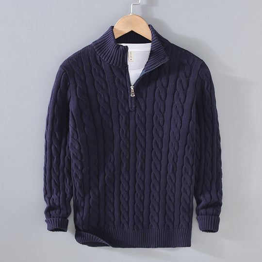 Herren-Strickpullover mit Reißverschluss und Stehkragen