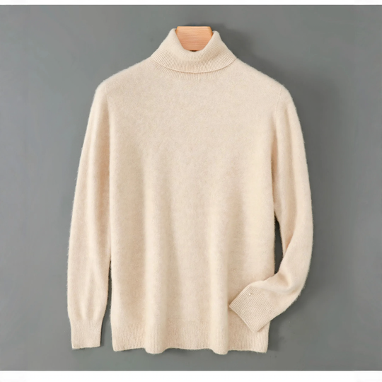 Herren-Wollpullover, Rollkragen, lockere Passform