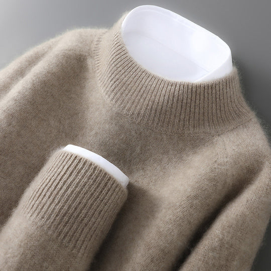 Herren-Pullover mit Stehkragen aus 100% Wolle