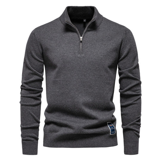 Herren-Strickpullover mit Stehkragen und Reißverschluss