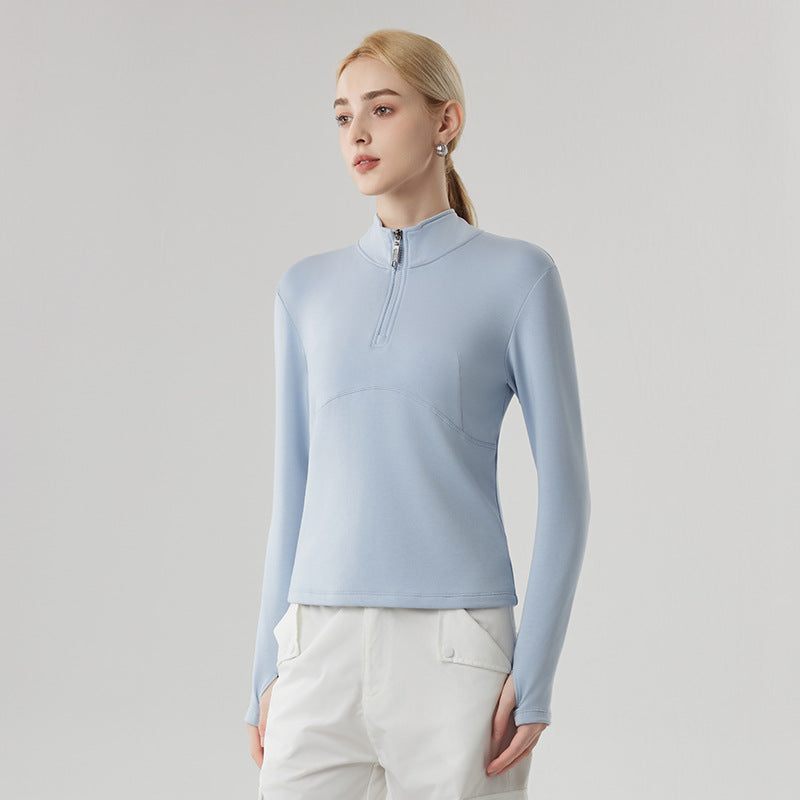 Damen-Sweatshirt mit halbem Reißverschluss