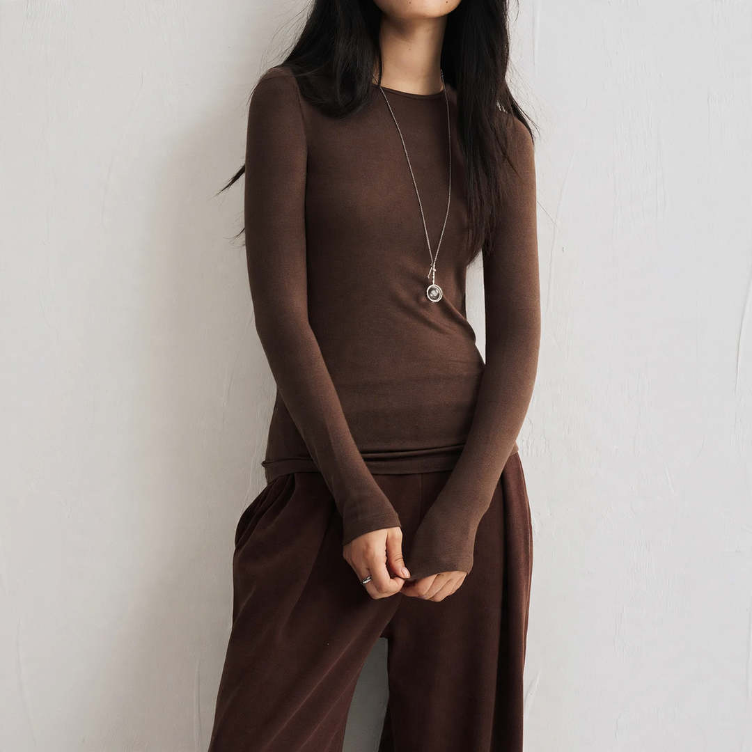 Damen Langarm-Unterziehshirt, Modal, Rundhalsausschnitt