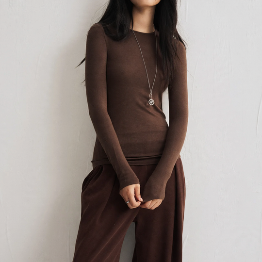 Damen Langarm-Unterziehshirt, Modal, Rundhalsausschnitt