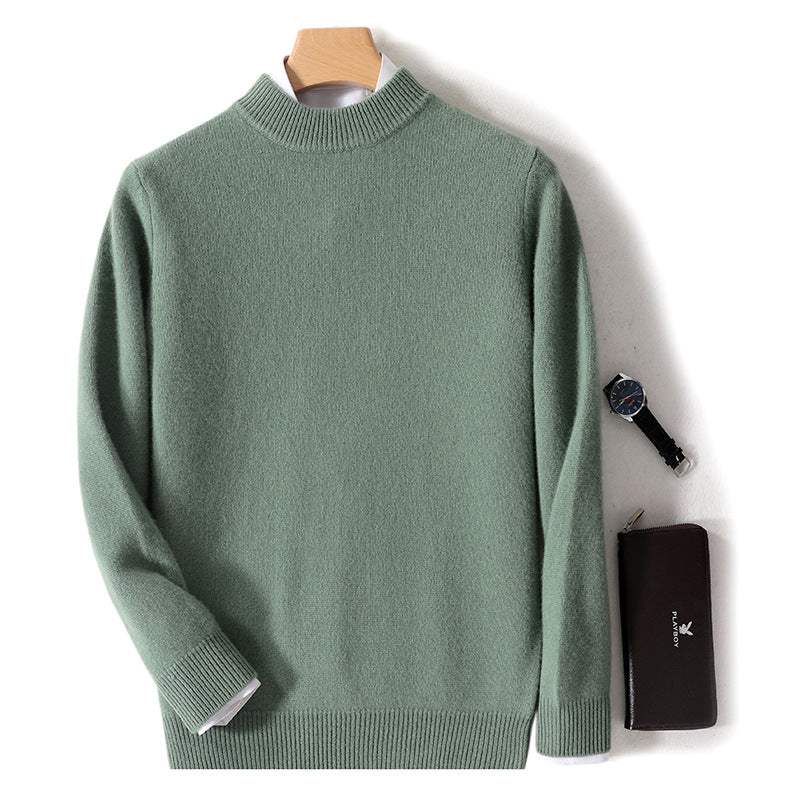 Herren-Wollpullover, Stehkragen, Business-Casual