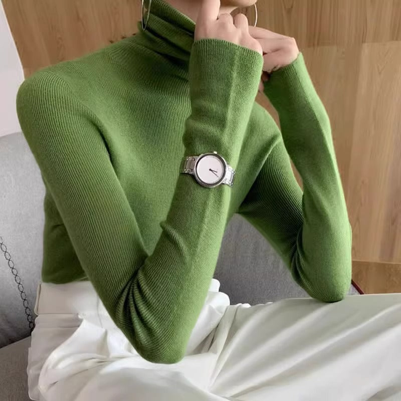 Damen-Wollpullover mit Stehkragen