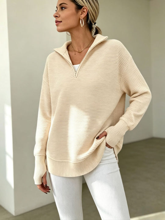 Damen-Strickpullover mit Reißverschluss