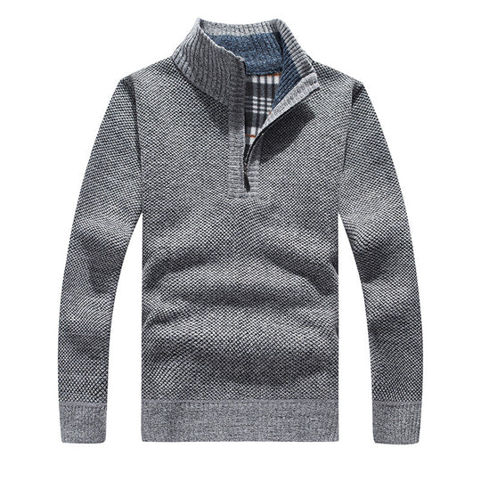 Dicker Herren-Strickpullover mit Reißverschluss und Futter
