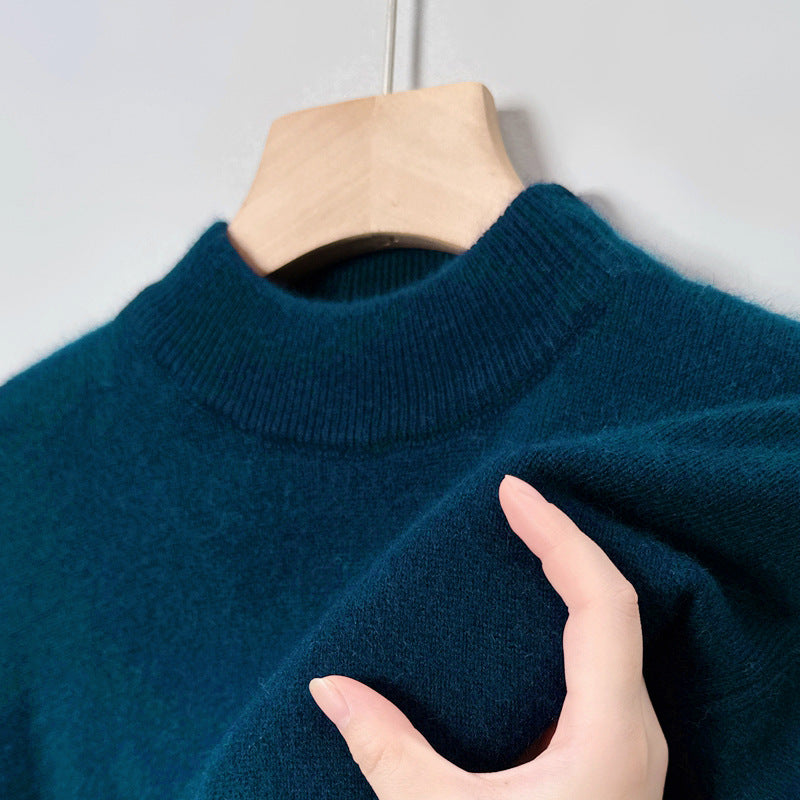 Herren-Pullover mit Stehkragen, einfarbig, pflegeleicht